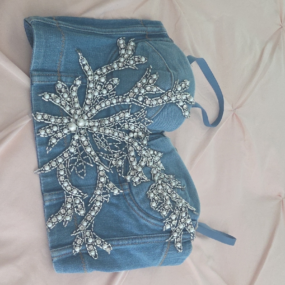 Embellished Blue Women's Corset